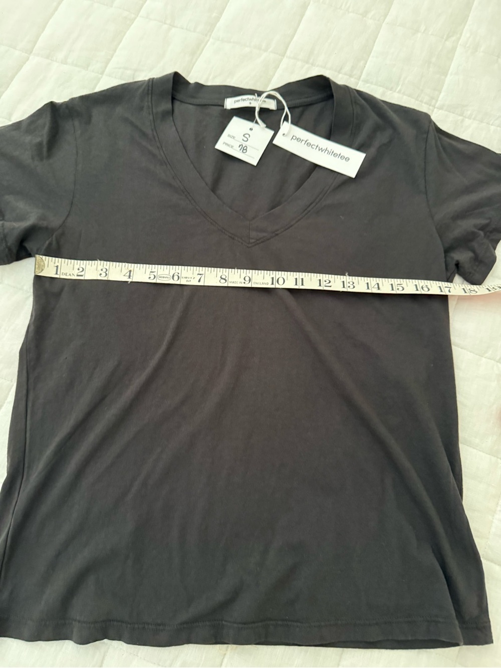 Perfect White Tee Charcoal V-Neck Top with Branded Tags - Picture 4 of 4